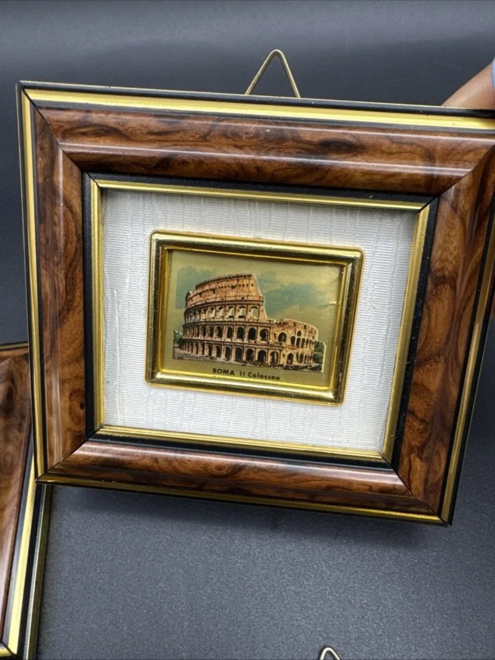 VTG Italy Mini Chromolithograph Framed Rome Set 4 Pietro Roma 3.5x3.5 Wall Art